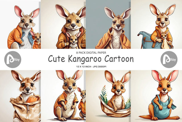 Digital Paper Cute Kangaroo Digital Pattern artnoy 