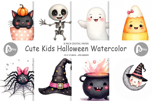 Digital Paper Cute Kids Halloween Digital Pattern artnoy 