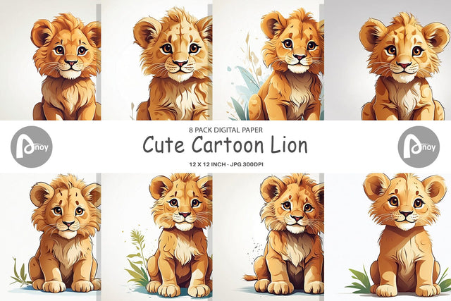 Digital Paper Cute Lion Digital Pattern artnoy 