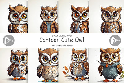 Digital Paper Cute Owl Digital Pattern artnoy 