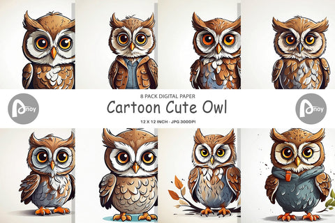 Digital Paper Cute Owl Digital Pattern artnoy 