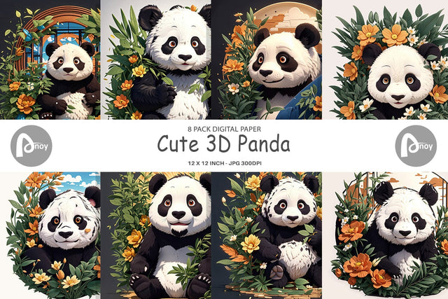 Digital Paper Cute Panda Digital Pattern artnoy 