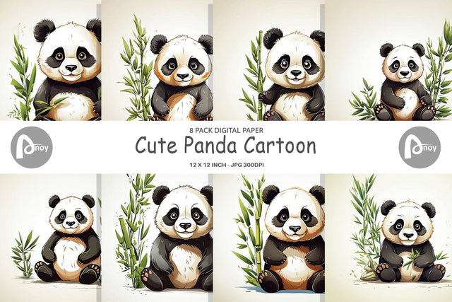Digital Paper Cute Panda Digital Pattern artnoy 