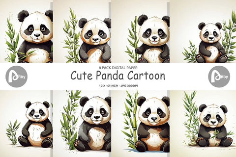 Digital Paper Cute Panda Digital Pattern artnoy 