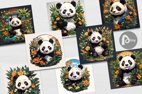 Digital Paper Cute Panda Digital Pattern artnoy 