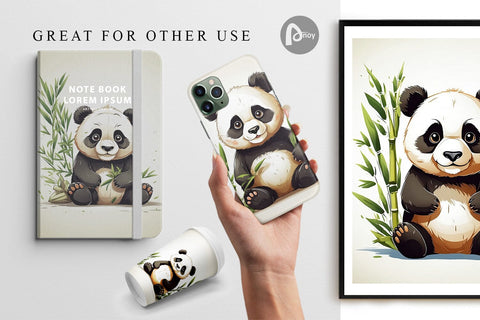 Digital Paper Cute Panda Digital Pattern artnoy 