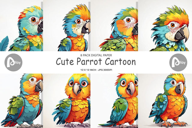 Digital Paper Cute Parrot Digital Pattern artnoy 