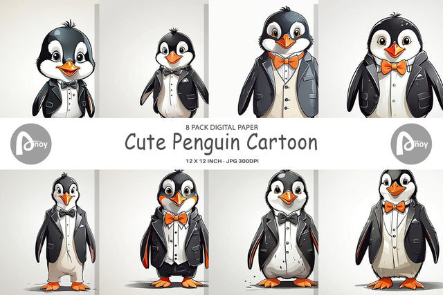 Digital Paper Cute Penguin Digital Pattern artnoy 