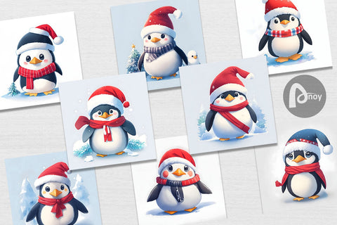 Digital Paper Cute Penguin Watercolor Digital Pattern artnoy 