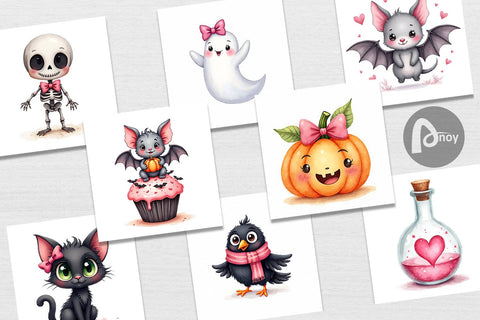 Digital Paper Cute Pink Halloween Digital Pattern artnoy 