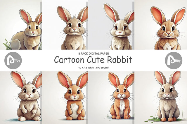 Digital Paper Cute Rabbit Digital Pattern artnoy 