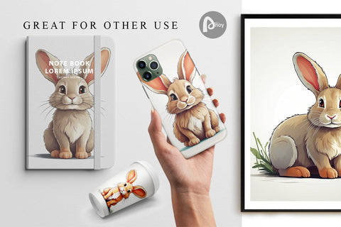 Digital Paper Cute Rabbit Digital Pattern artnoy 