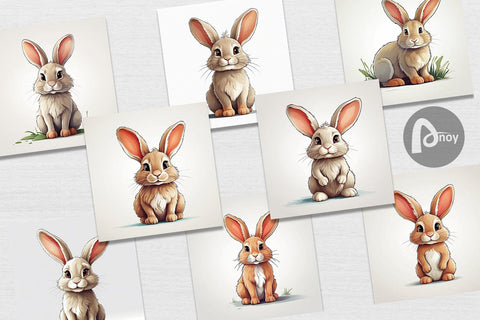 Digital Paper Cute Rabbit Digital Pattern artnoy 