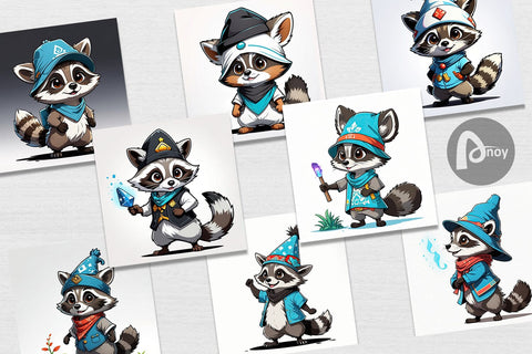 Digital Paper Cute Raccoon Digital Pattern artnoy 