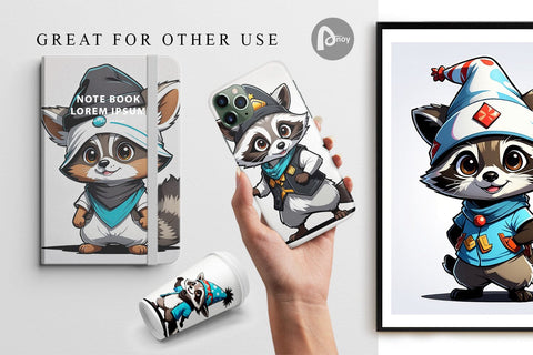 Digital Paper Cute Raccoon Digital Pattern artnoy 