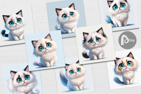 Digital Paper Cute Ragdoll Cat Digital Pattern artnoy 