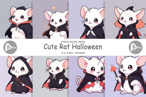 Digital Paper Cute Rat Halloween Digital Pattern artnoy 