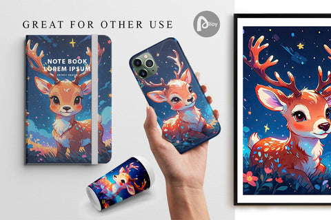 Digital Paper Cute Reindeer Digital Pattern artnoy 