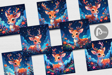 Digital Paper Cute Reindeer Digital Pattern artnoy 