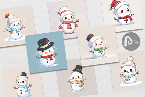 Digital Paper Cute Snowman Digital Pattern artnoy 