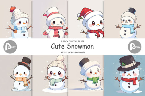 Digital Paper Cute Snowman Digital Pattern artnoy 
