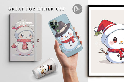 Digital Paper Cute Snowman Digital Pattern artnoy 