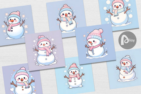 Digital Paper Cute Snowman Illustration Digital Pattern artnoy 