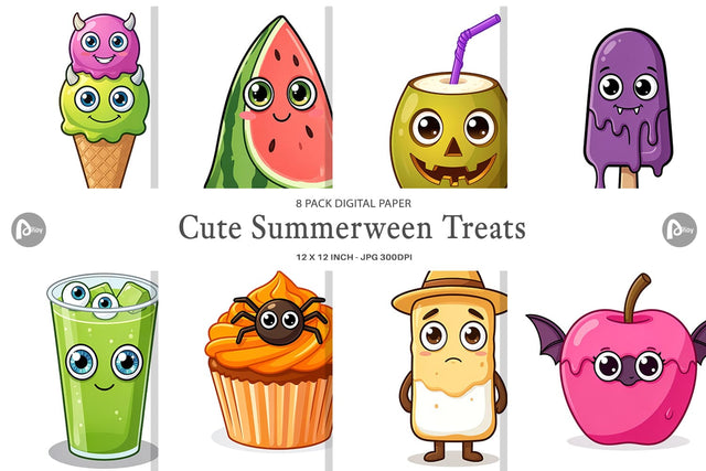 Digital Paper Cute Summerween Treats Digital Pattern artnoy 
