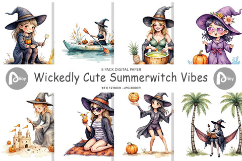 Digital Paper Cute Summerwitch Vibes Digital Pattern artnoy 