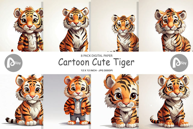 Digital Paper Cute Tiger Digital Pattern artnoy 