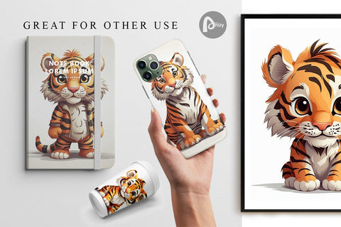 Digital Paper Cute Tiger Digital Pattern artnoy 