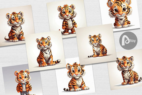 Digital Paper Cute Tiger Digital Pattern artnoy 