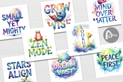 Digital Paper Cute Ugly Alien Wisdom Quote Digital Pattern artnoy 