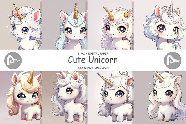 Digital Paper Cute Unicorn Digital Pattern artnoy 