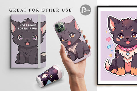 Digital Paper Cute Wolf Halloween Digital Pattern artnoy 