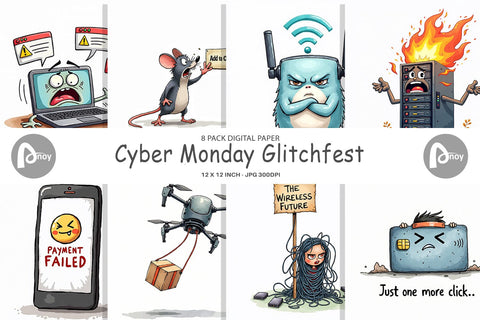 Digital Paper Cyber Monday Glitchfest Digital Pattern artnoy 