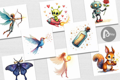 Digital Paper Cybernetic Cupids Cosmic Messengers Digital Pattern artnoy 