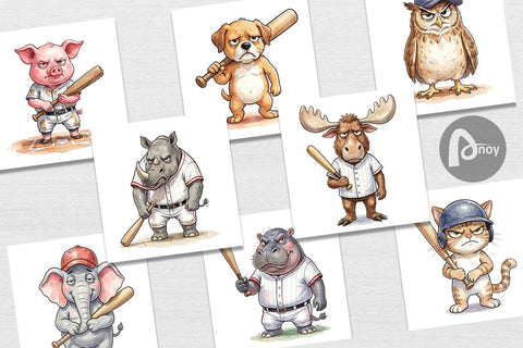 Digital Paper Cynical Animal Slugger Watercolor Digital Pattern artnoy 
