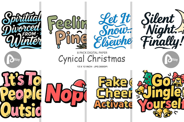 Digital Paper Cynical Christmas Phrases Digital Pattern artnoy 