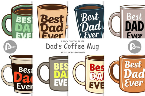 Digital Paper Dad’s Coffee Mug Digital Pattern artnoy 