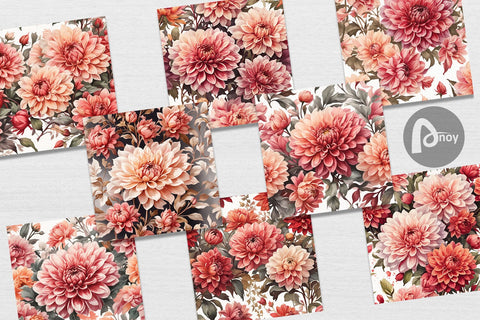 Digital Paper Dahlia Pattern Digital Pattern artnoy 