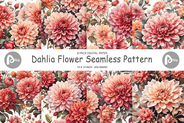 Digital Paper Dahlia Pattern Digital Pattern artnoy 