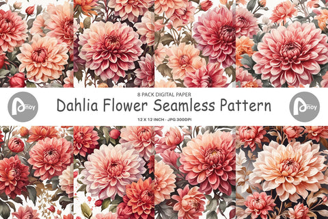 Digital Paper Dahlia Pattern Digital Pattern artnoy 