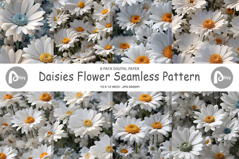 Digital Paper Daisies Flower Pattern Digital Pattern artnoy 