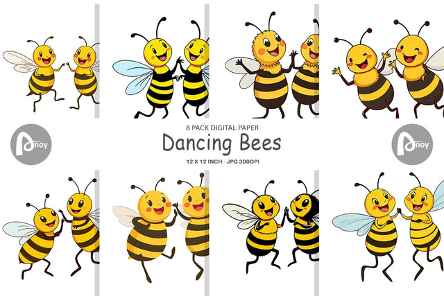 Digital Paper Dancing Bees Digital Pattern artnoy 