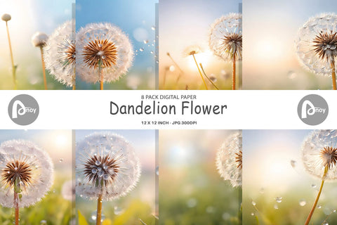 Digital Paper Dandelion Flower Sublimation artnoy 
