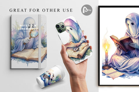 Digital Paper Dark Academia Ghost Reader Sublimation artnoy 