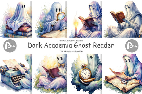 Digital Paper Dark Academia Ghost Reader Sublimation artnoy 