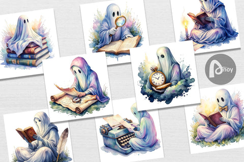 Digital Paper Dark Academia Ghost Reader Sublimation artnoy 
