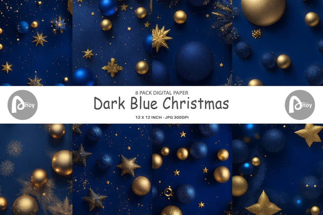 Digital Paper Dark Blue Christmas Digital Pattern artnoy 